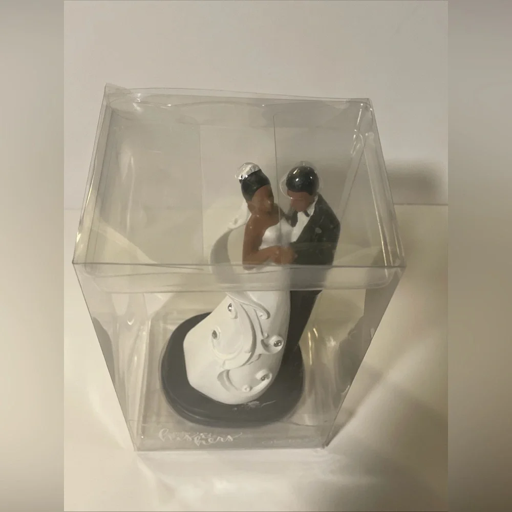 African American Bride & Groom Wedding Cake Topper 7” Resin New